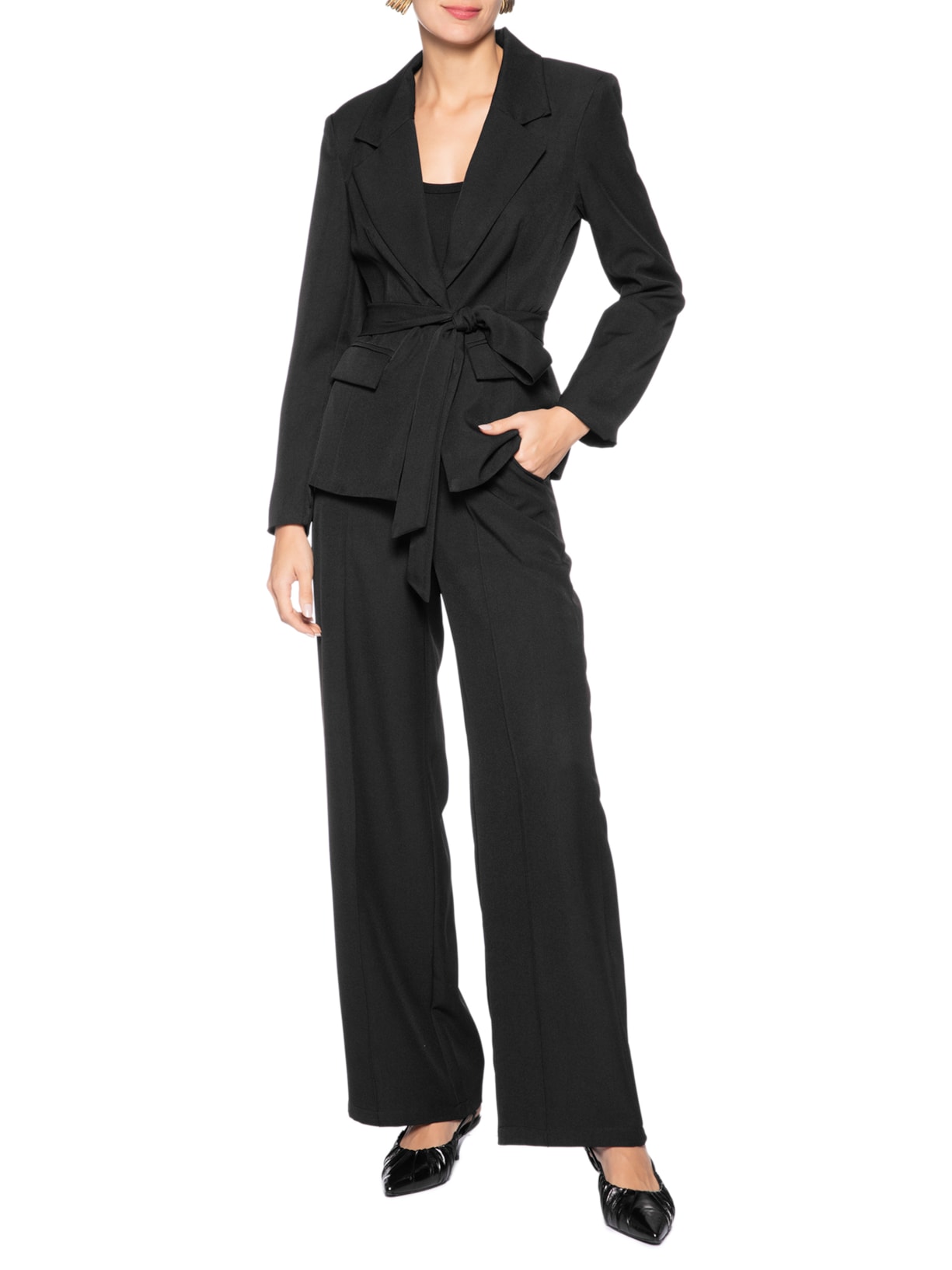 Calça Feminina Pantalona Alfaiataria Preto '2Essential