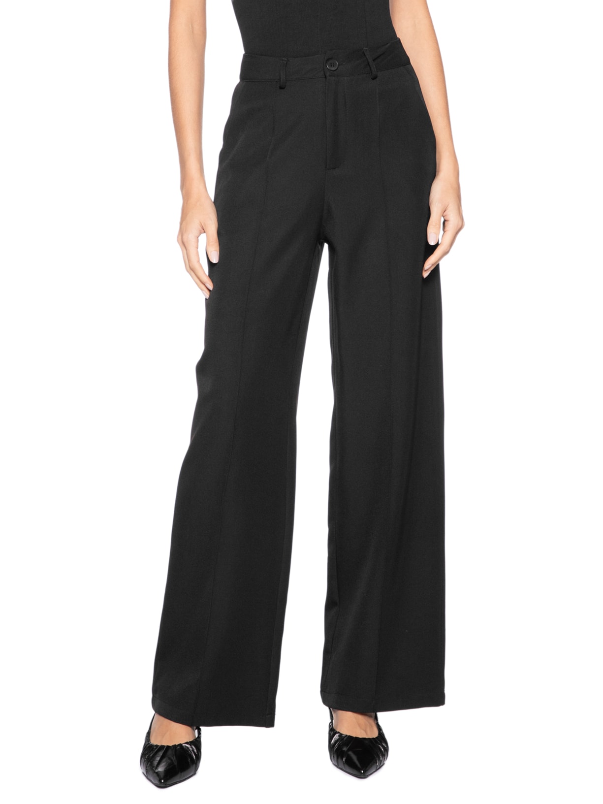 Calça Feminina Pantalona Alfaiataria Preto '2Essential
