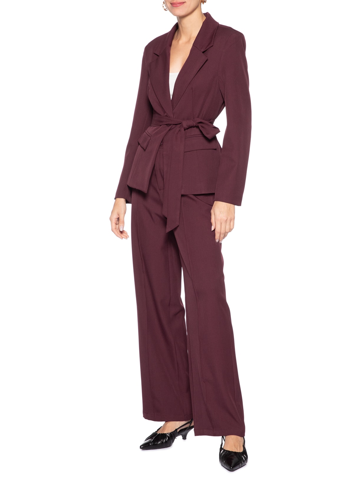 Calça Feminina Pantalona Alfaiataria Vermelho '2Essential