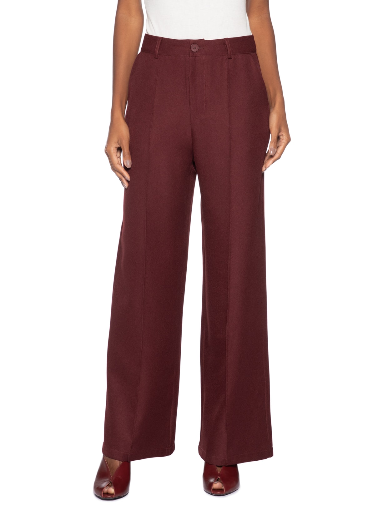 Calça Feminina Pantalona Alfaiataria Vermelho '2Essential