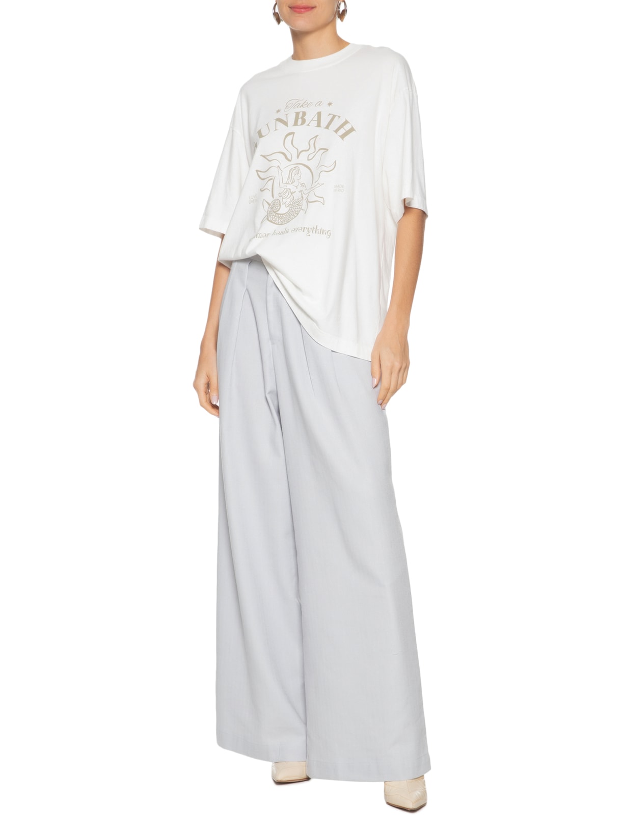 Calça Feminina Pantalona Azul Market 33