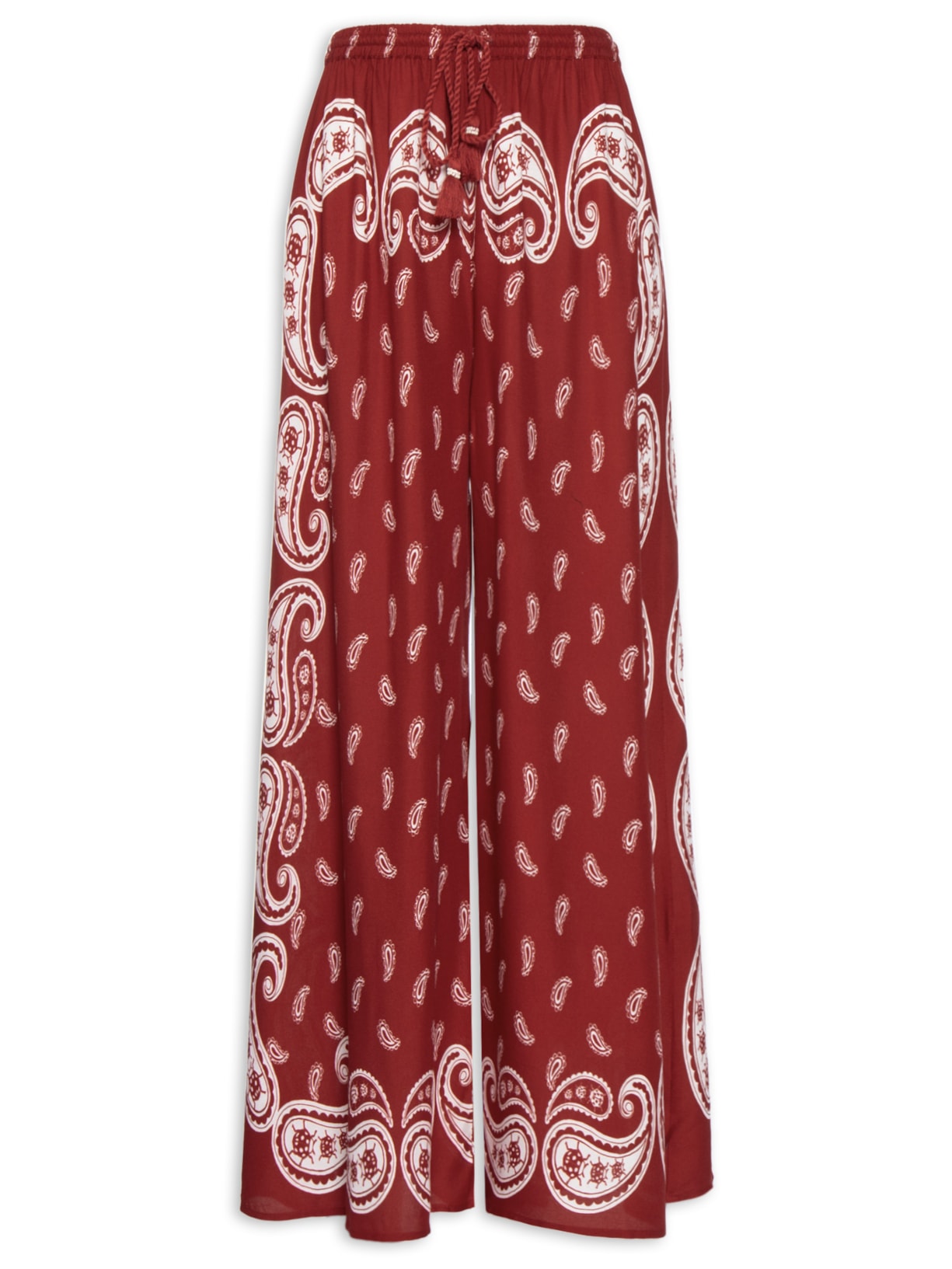 Calça Feminina Pantalona Bandana Jardim - Vermelho