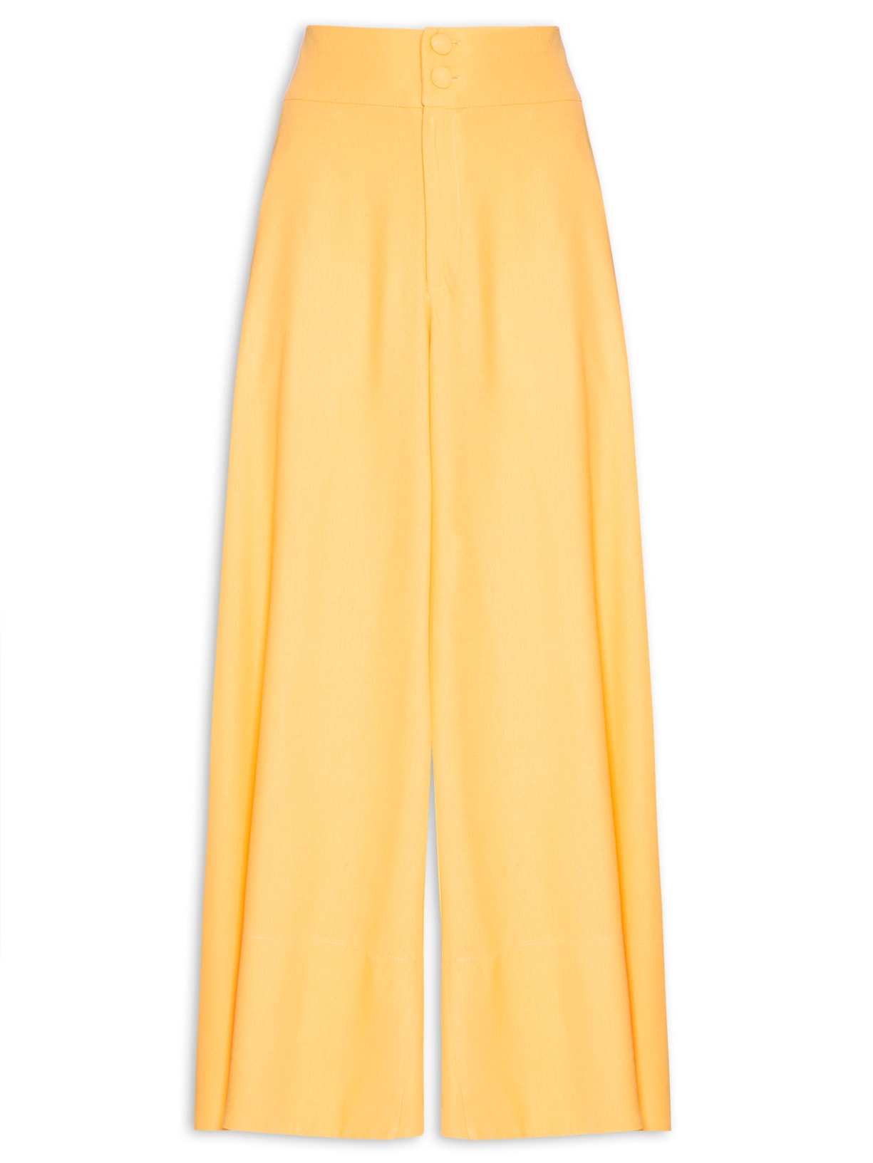 Calça Feminina Pantalona Barra Larga Amarelo Farm
