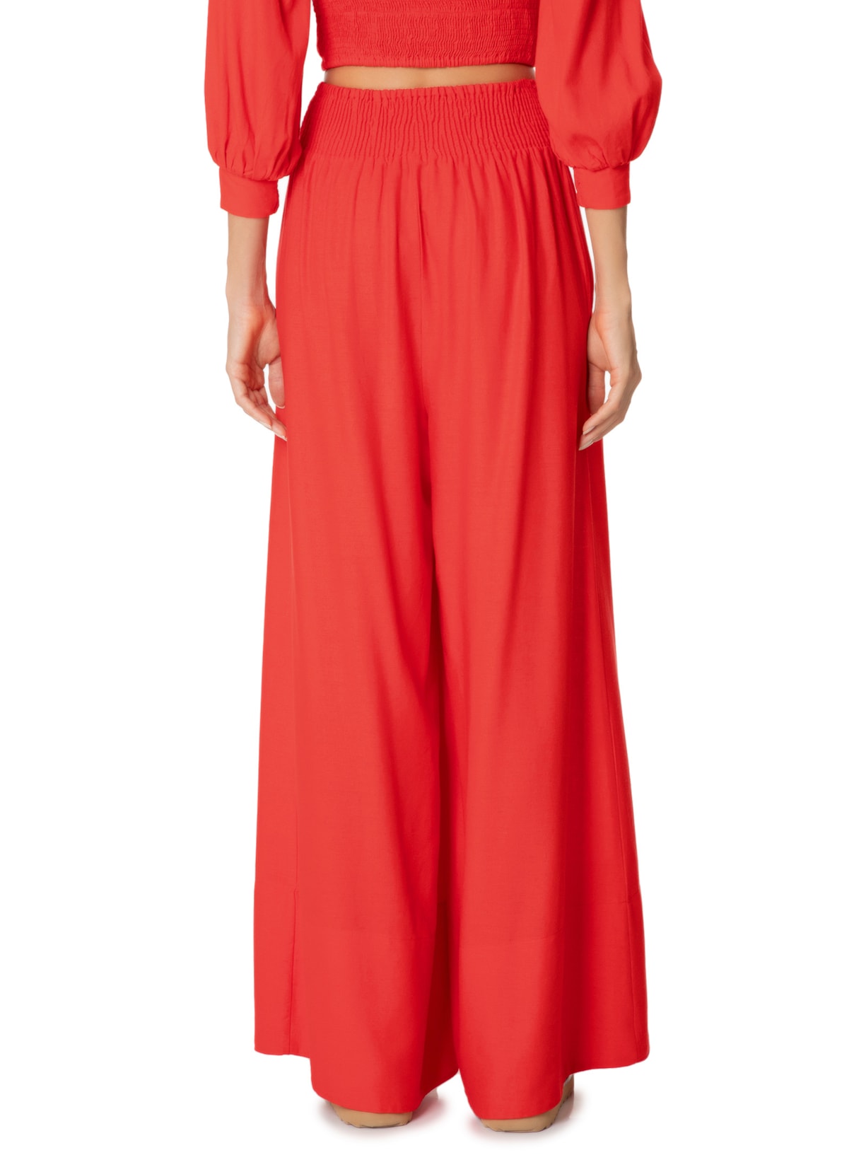 Calça Feminina Pantalona Barra Larga Vermelho Farm