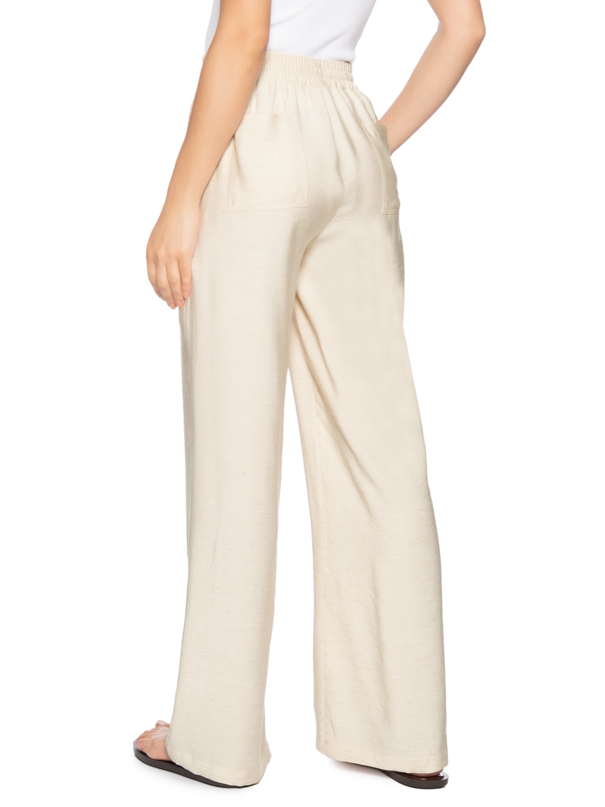 Calça Feminina Pantalona Básica Bege Basiq