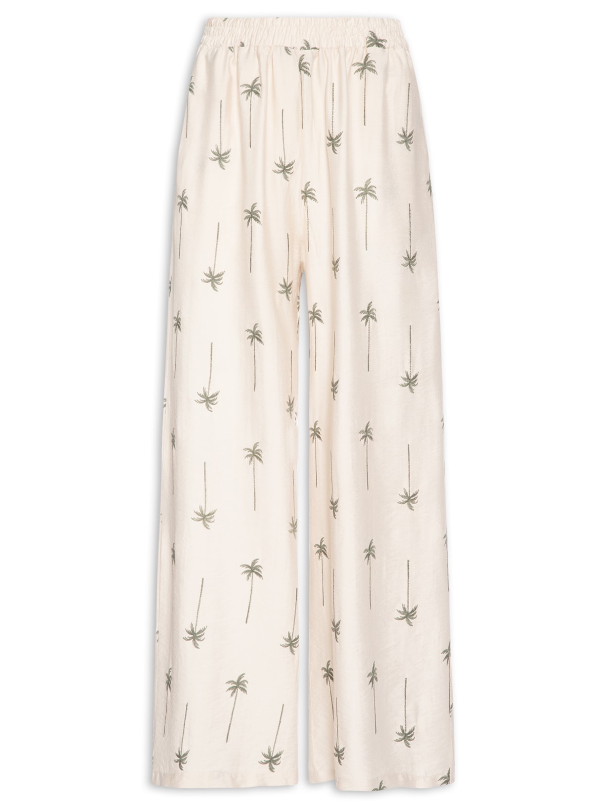 Calça Feminina Pantalona Bordada - Bege