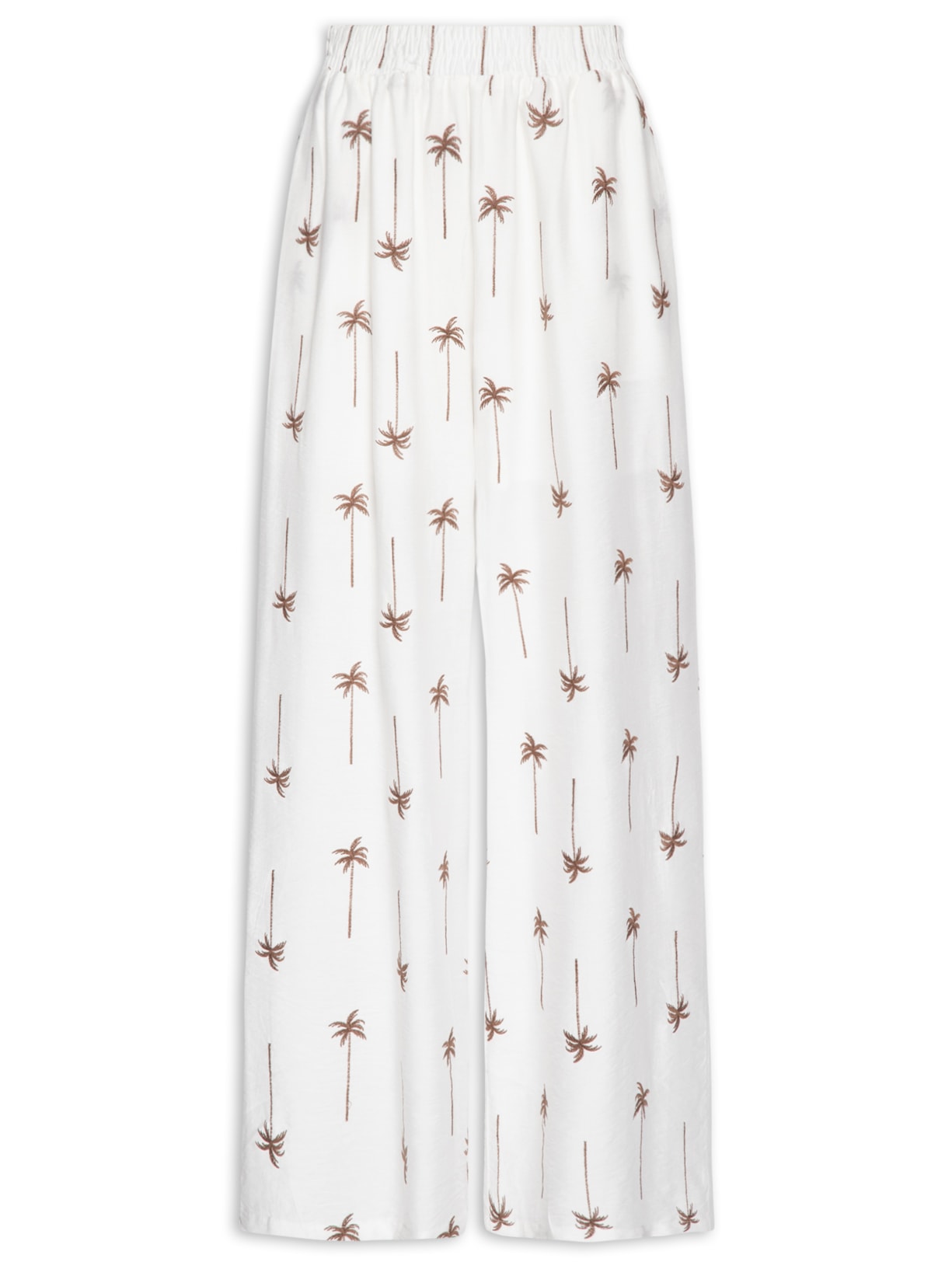 Calça Feminina Pantalona Bordada - Off White