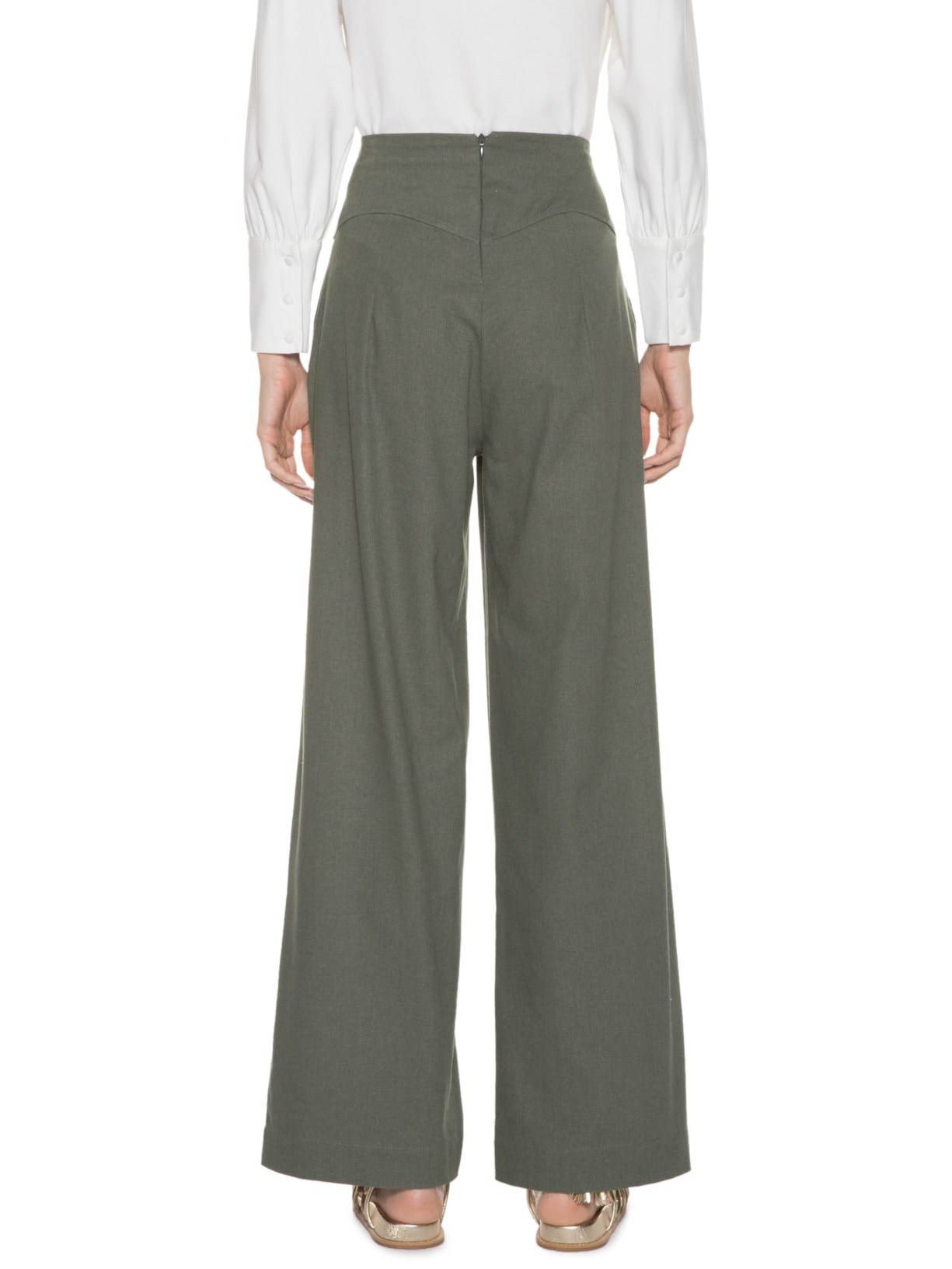 Calça Feminina Pantalona Botões Verde '2Essential