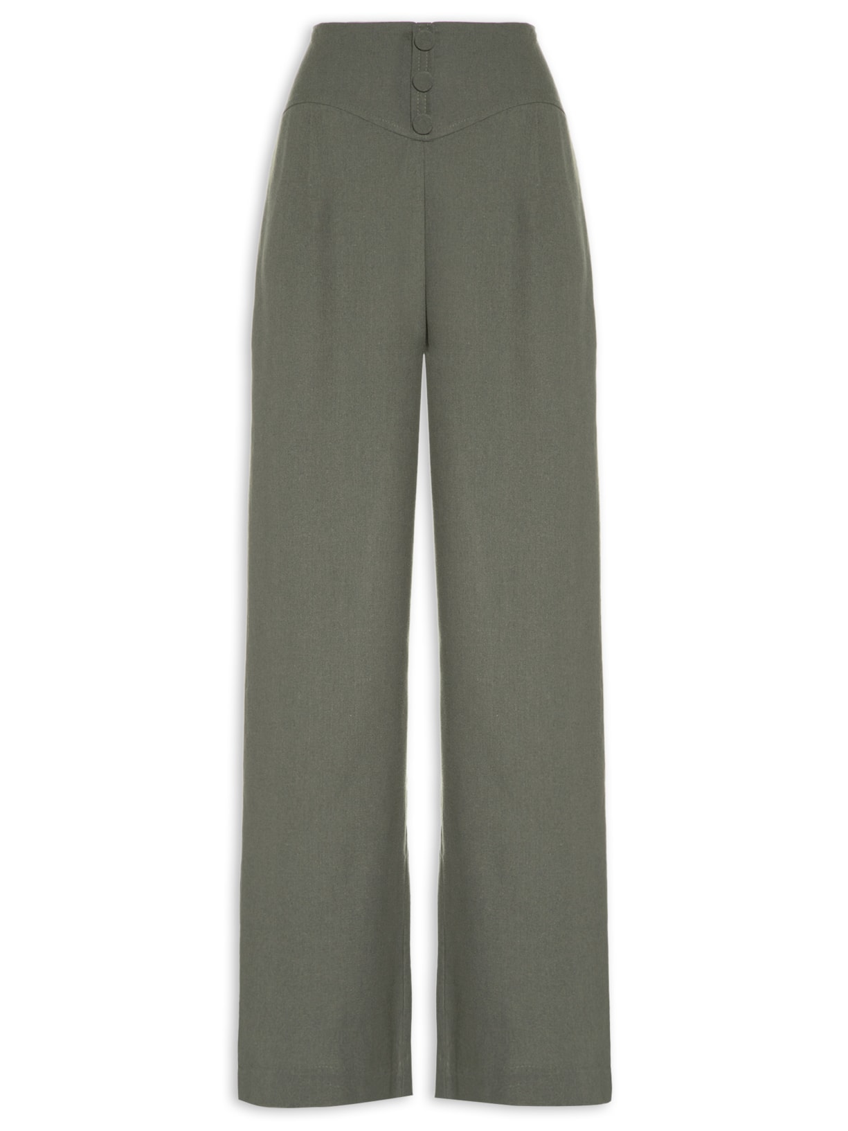 Calça Feminina Pantalona Botões Verde '2Essential