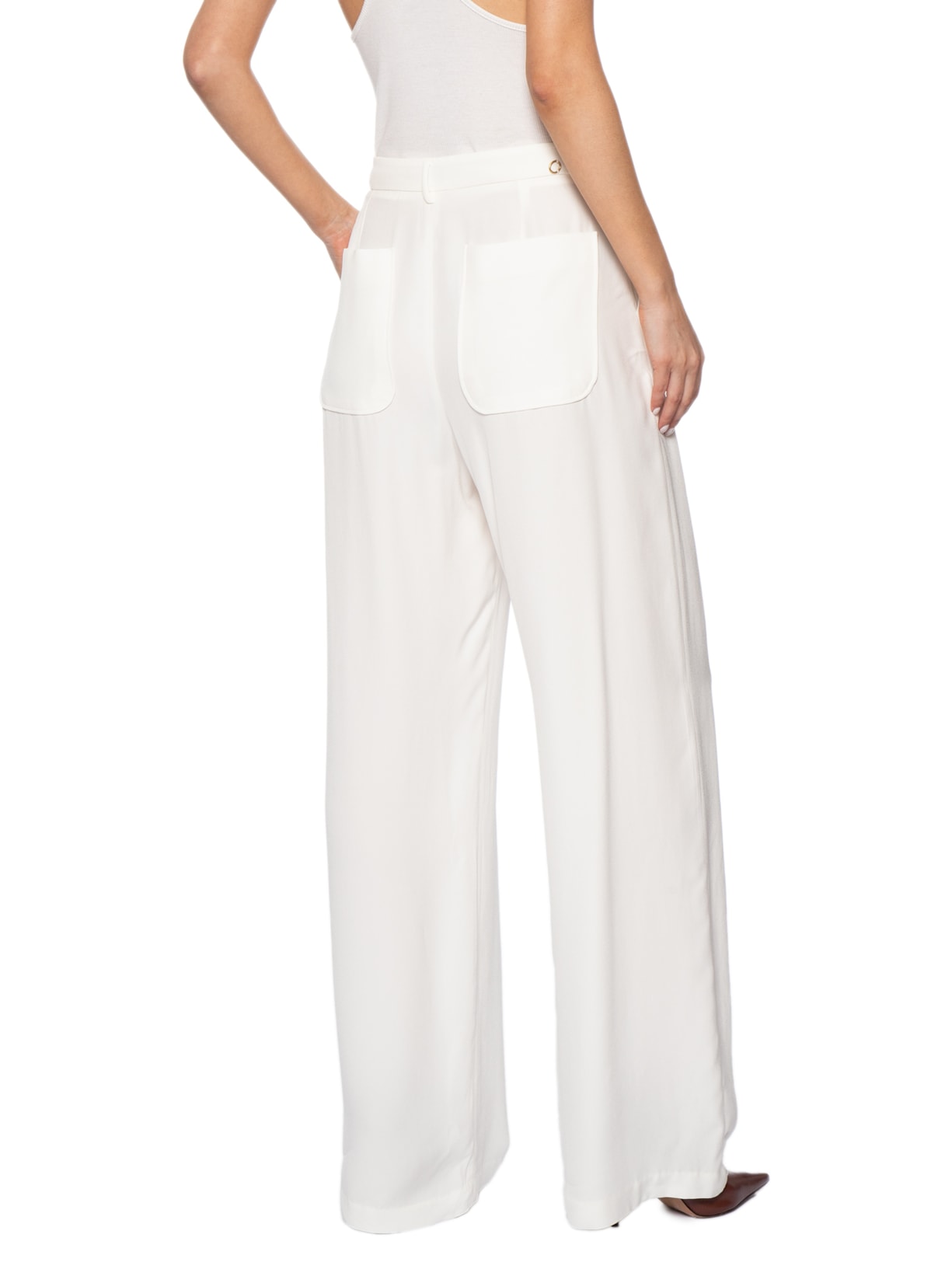 Calça Feminina Pantalona Cintura Alta Branco Bo