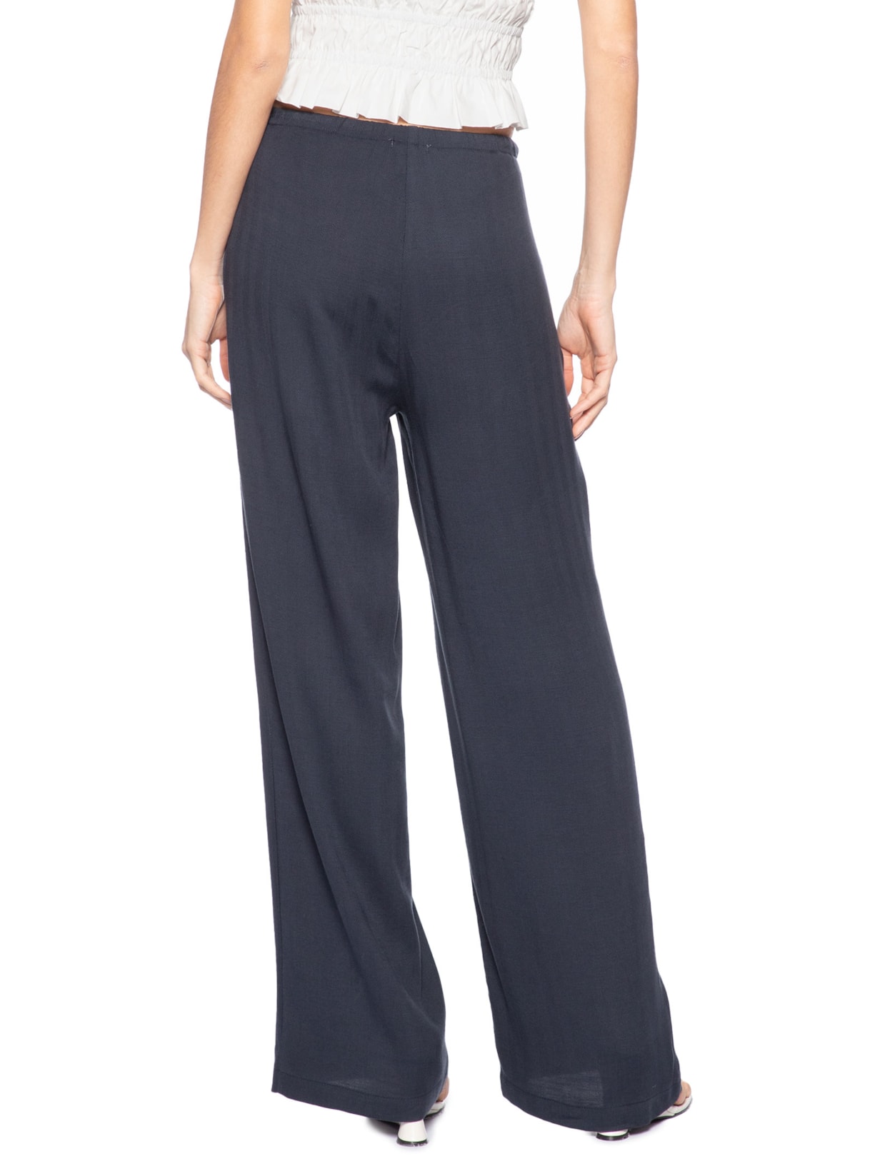 Calça Feminina Pantalona Com Amarração Azul Market 33