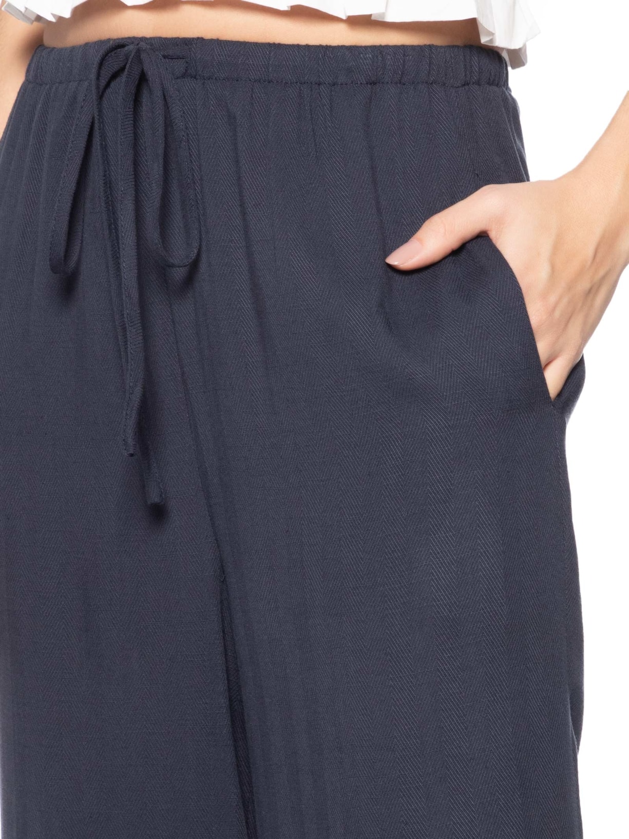 Calça Feminina Pantalona Com Amarração Azul Market 33