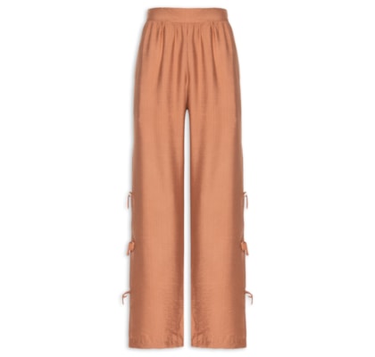 Calça Feminina Pantalona Com Amarração Lateral - Marrom