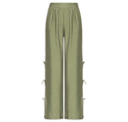 Calça Feminina Pantalona Com Amarração Lateral - Verde