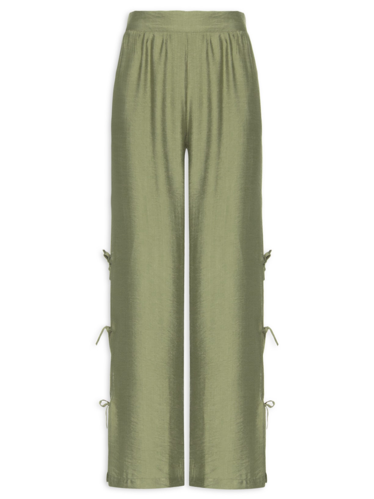 Calça Feminina Pantalona Com Amarração Lateral - Verde