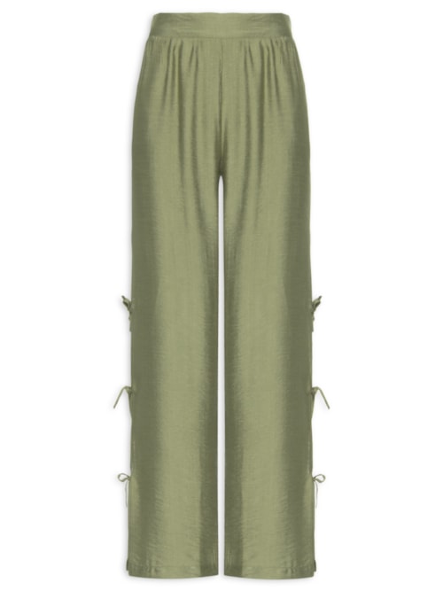 Calça Feminina Pantalona Com Amarração Lateral - Verde
