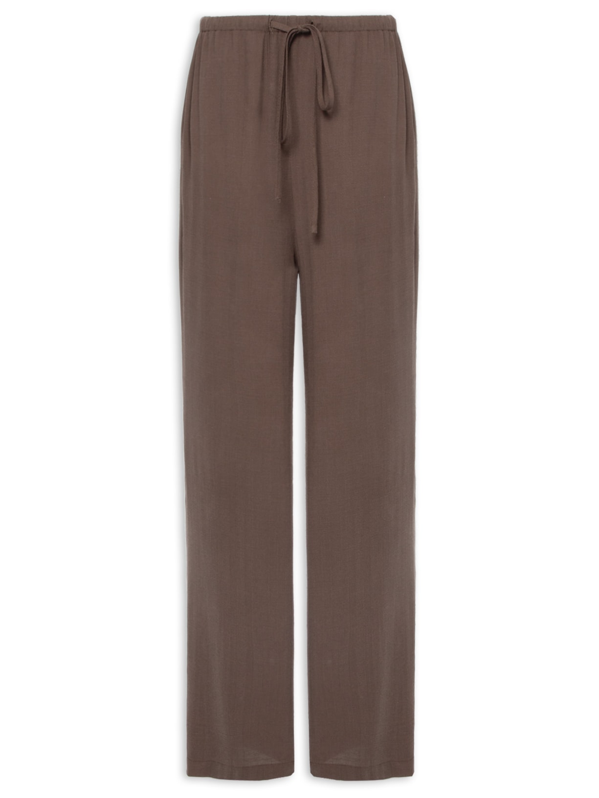 Calça Feminina Pantalona Com Amarração - Marrom