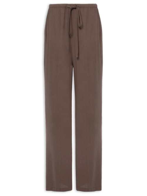 Calça Feminina Pantalona Com Amarração - Marrom