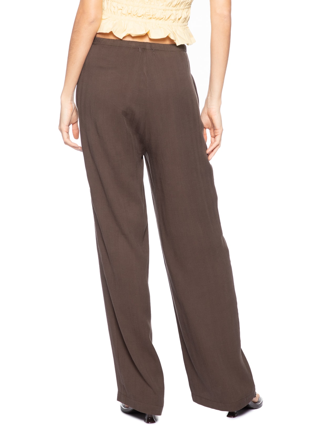 Calça Feminina Pantalona Com Amarração Marrom Market 33