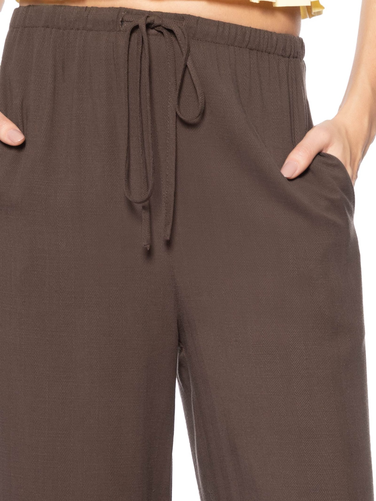 Calça Feminina Pantalona Com Amarração Marrom Market 33