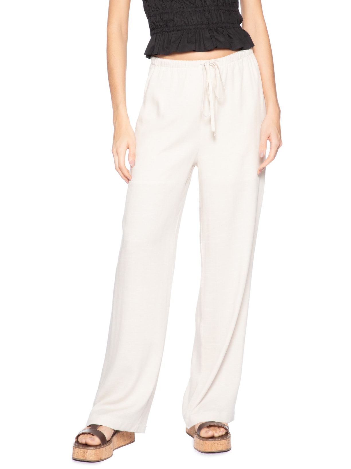 Calça Feminina Pantalona Com Amarração Off White Market 33
