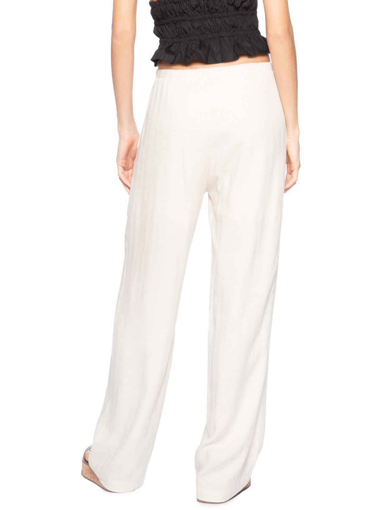 Calça Feminina Pantalona Com Amarração Off White Market 33