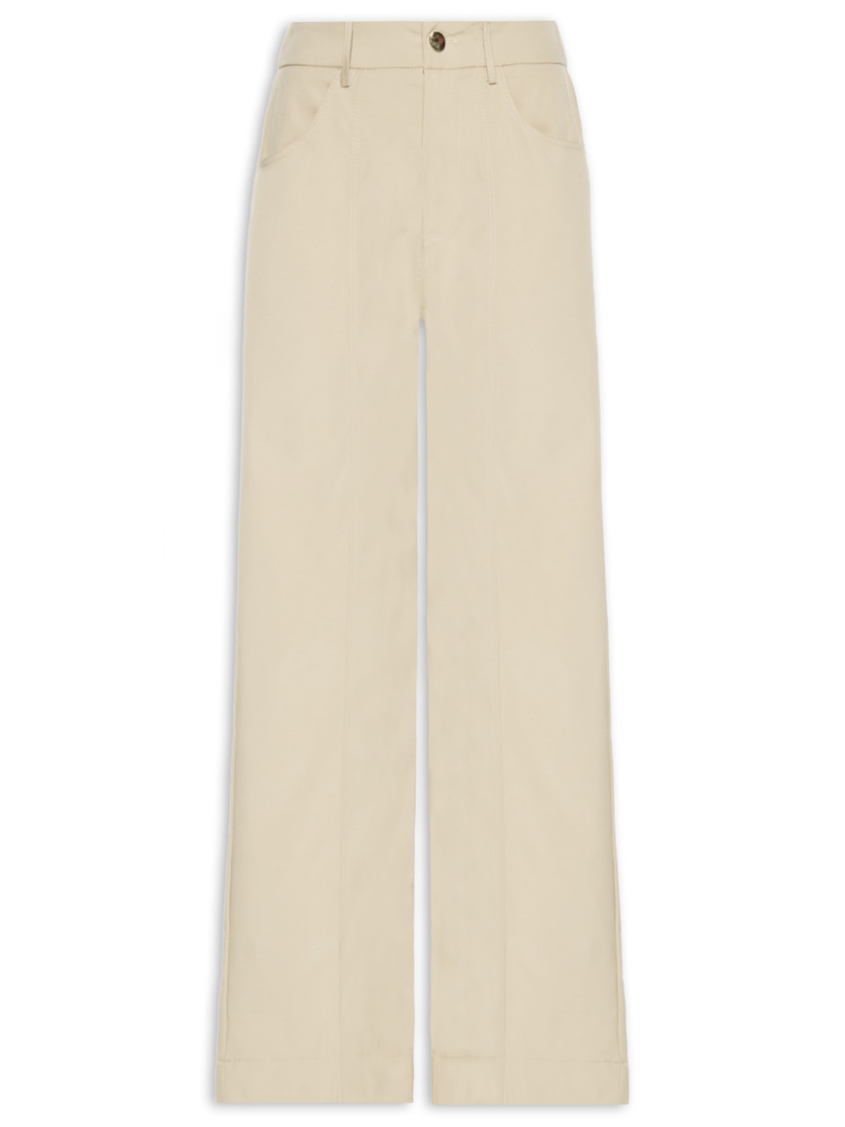 Calça Feminina Pantalona com Bolso - Bege