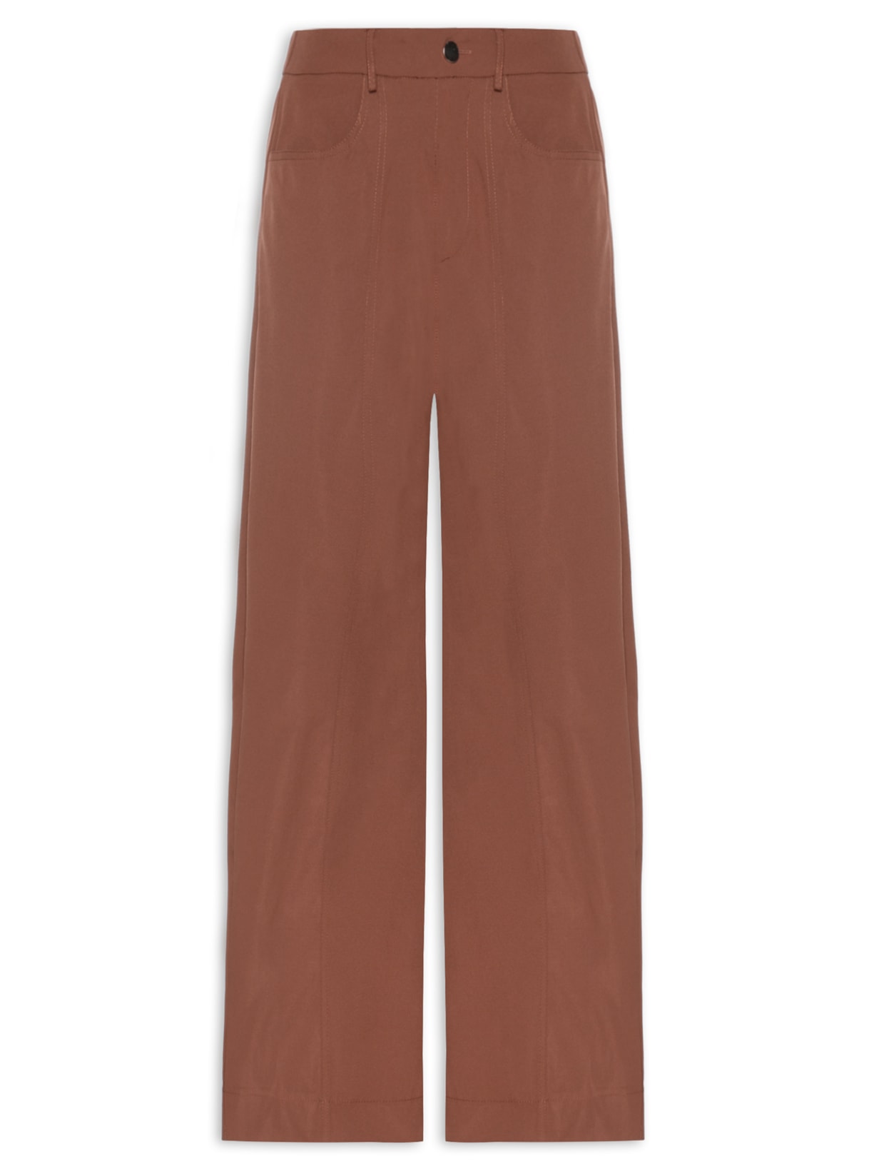 Calça Feminina Pantalona com Bolso - Marrom