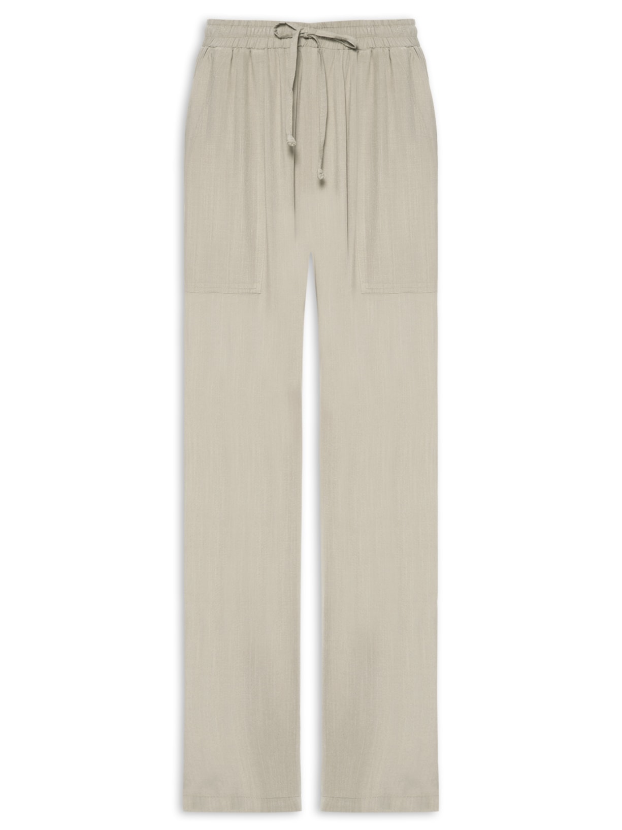 Calça Feminina Pantalona Com Bolsos - Bege