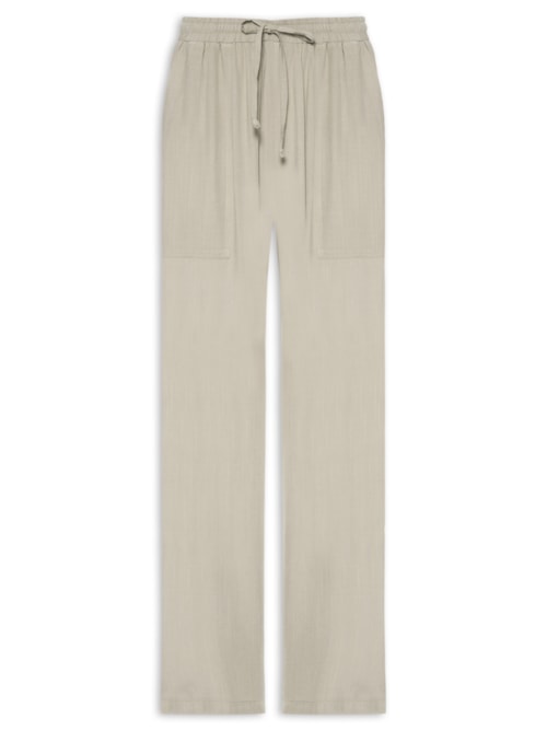 Calça Feminina Pantalona Com Bolsos - Bege