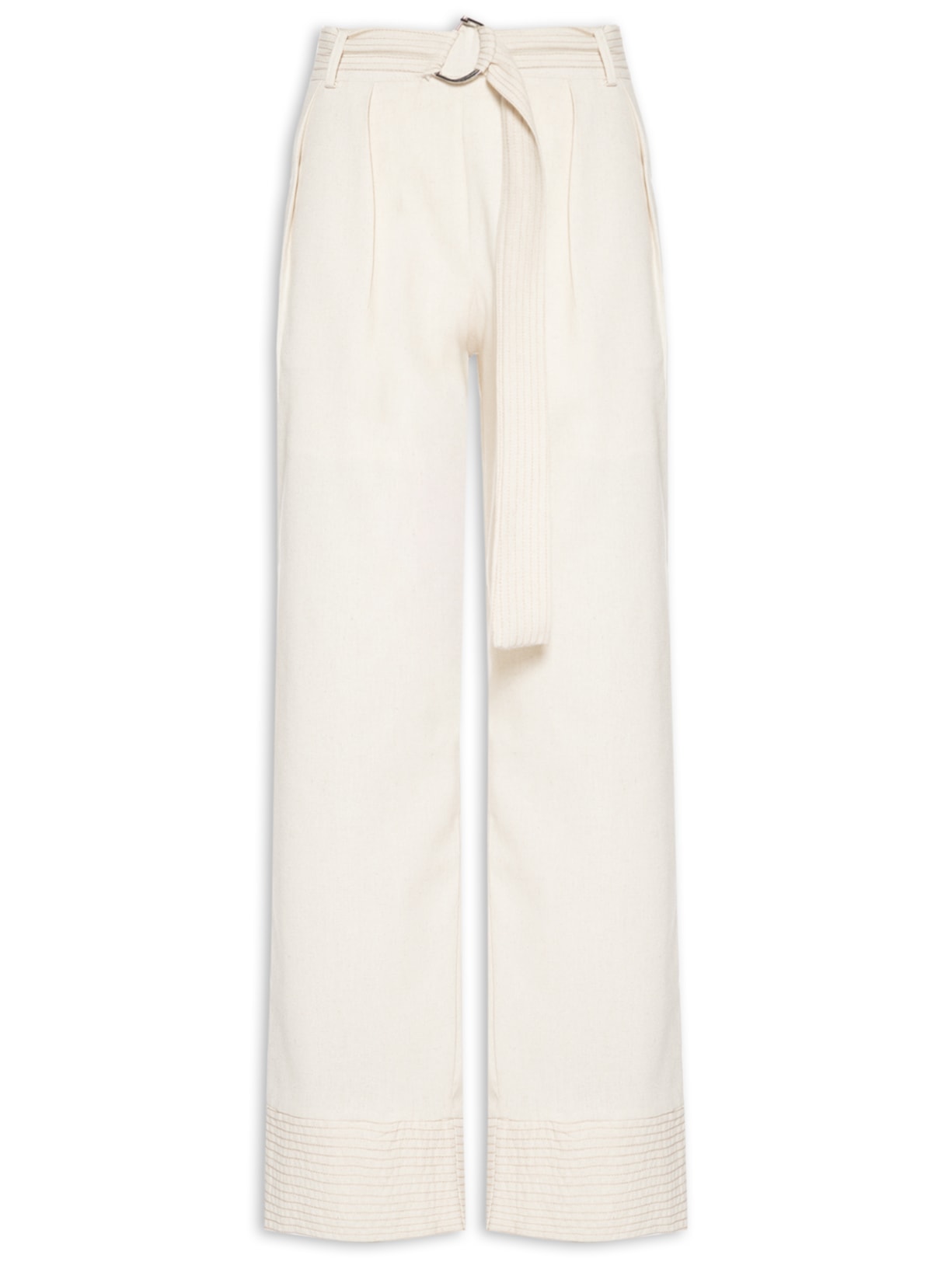 Calça Feminina Pantalona Com Cinto - Bege