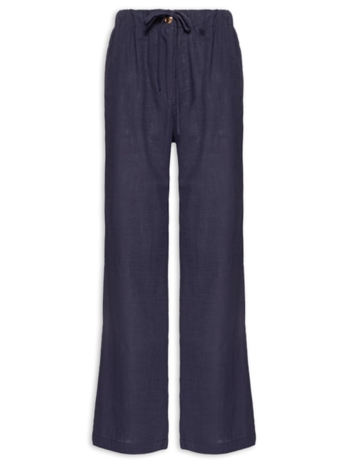 Calça Feminina Pantalona Com Cordão - Azul