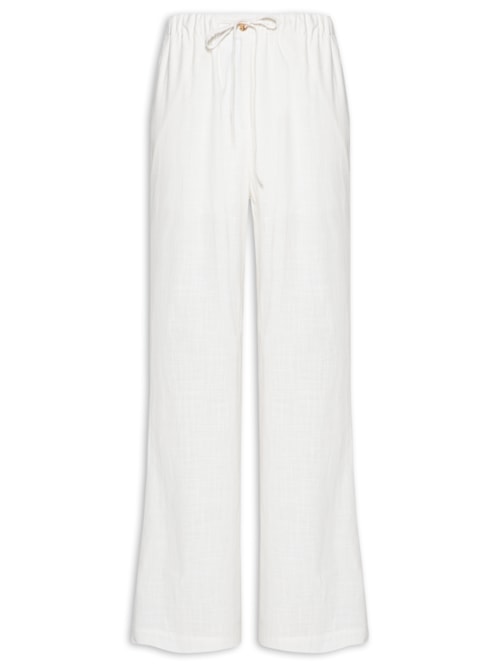 Calça Feminina Pantalona Com Cordão - Branco