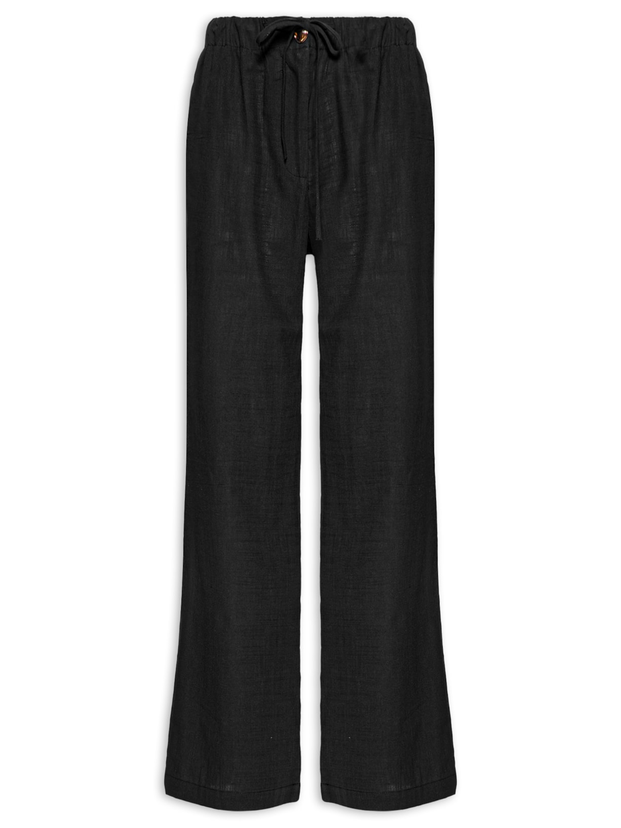 Calça Feminina Pantalona Com Cordão Preto Basiq