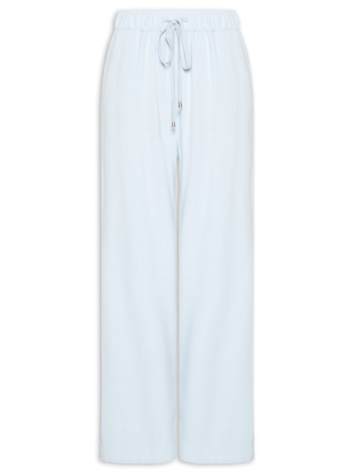 Calça Feminina Pantalona Com Linho - Azul