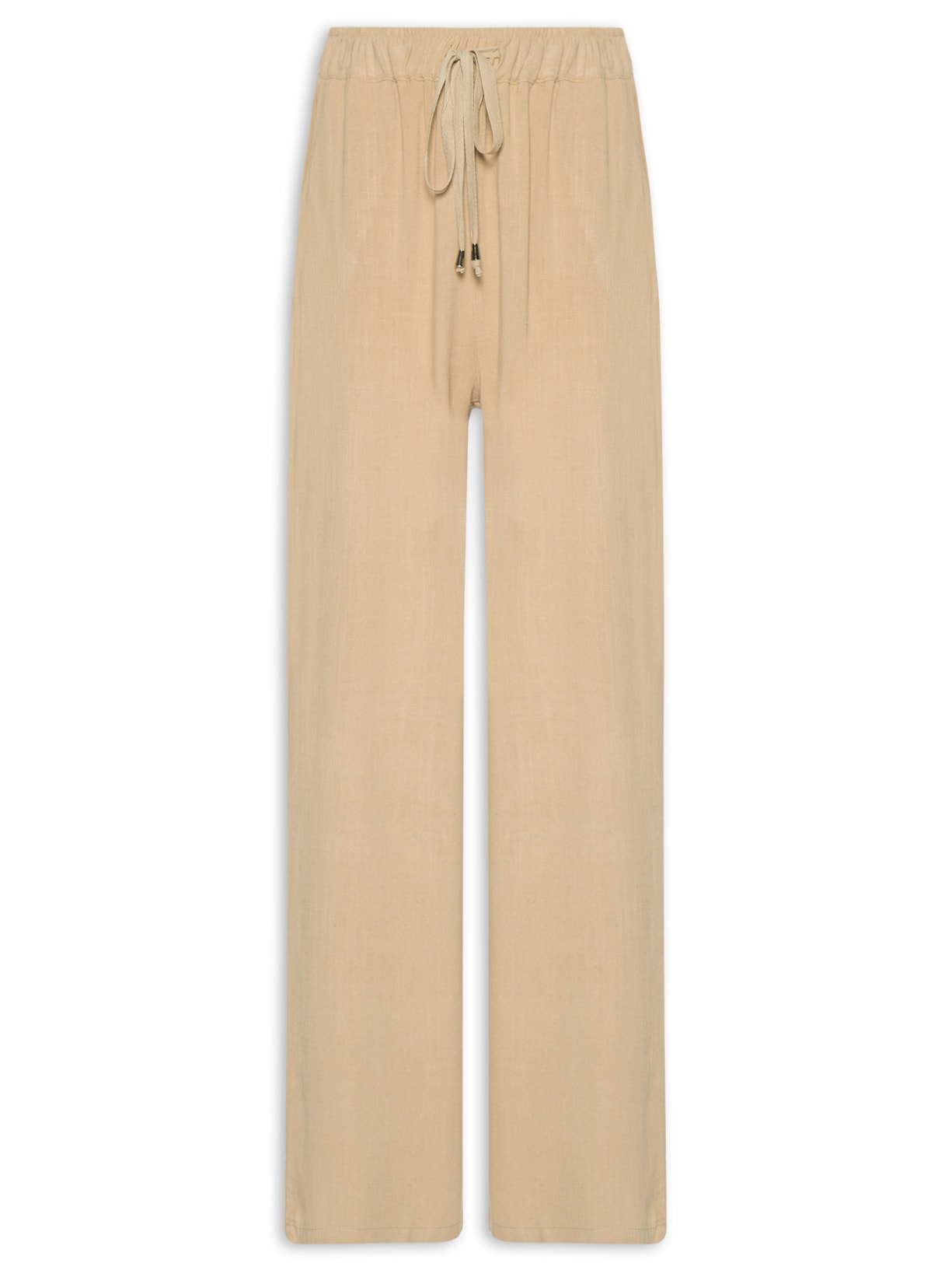 Calça Feminina Pantalona Com Linho - Bege