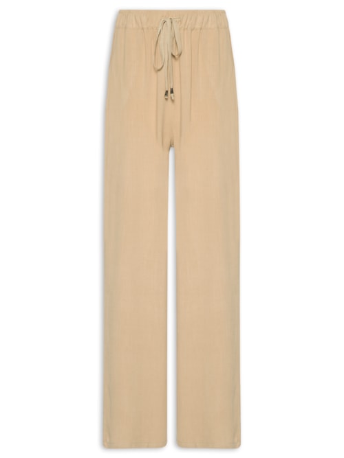 Calça Feminina Pantalona Com Linho - Bege