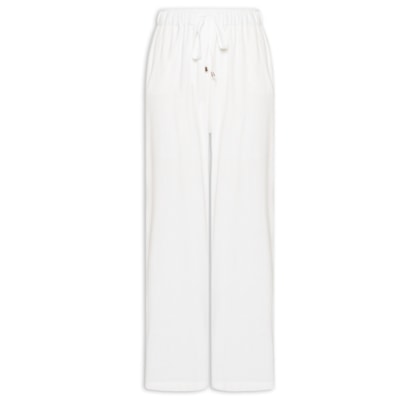 Calça Feminina Pantalona Com Linho - Branco