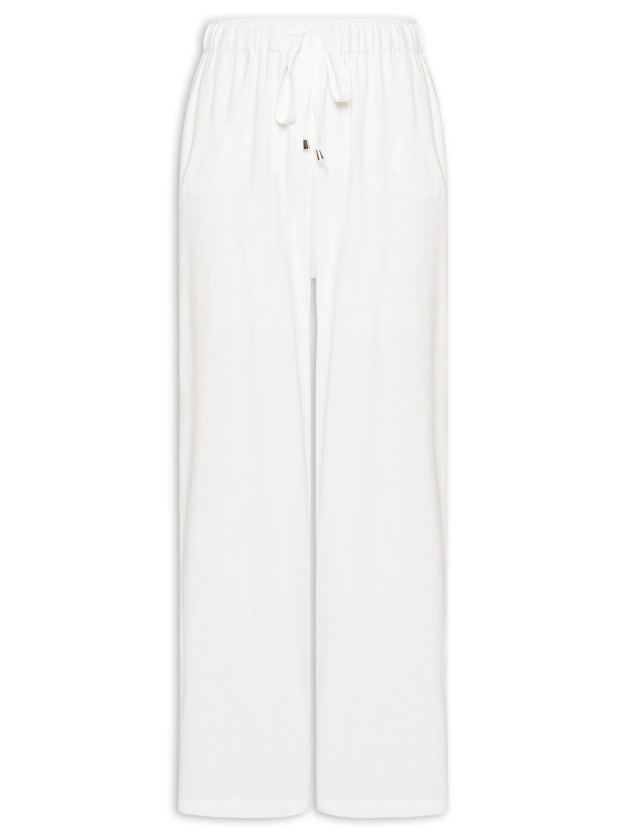 Calça Feminina Pantalona Com Linho - Branco