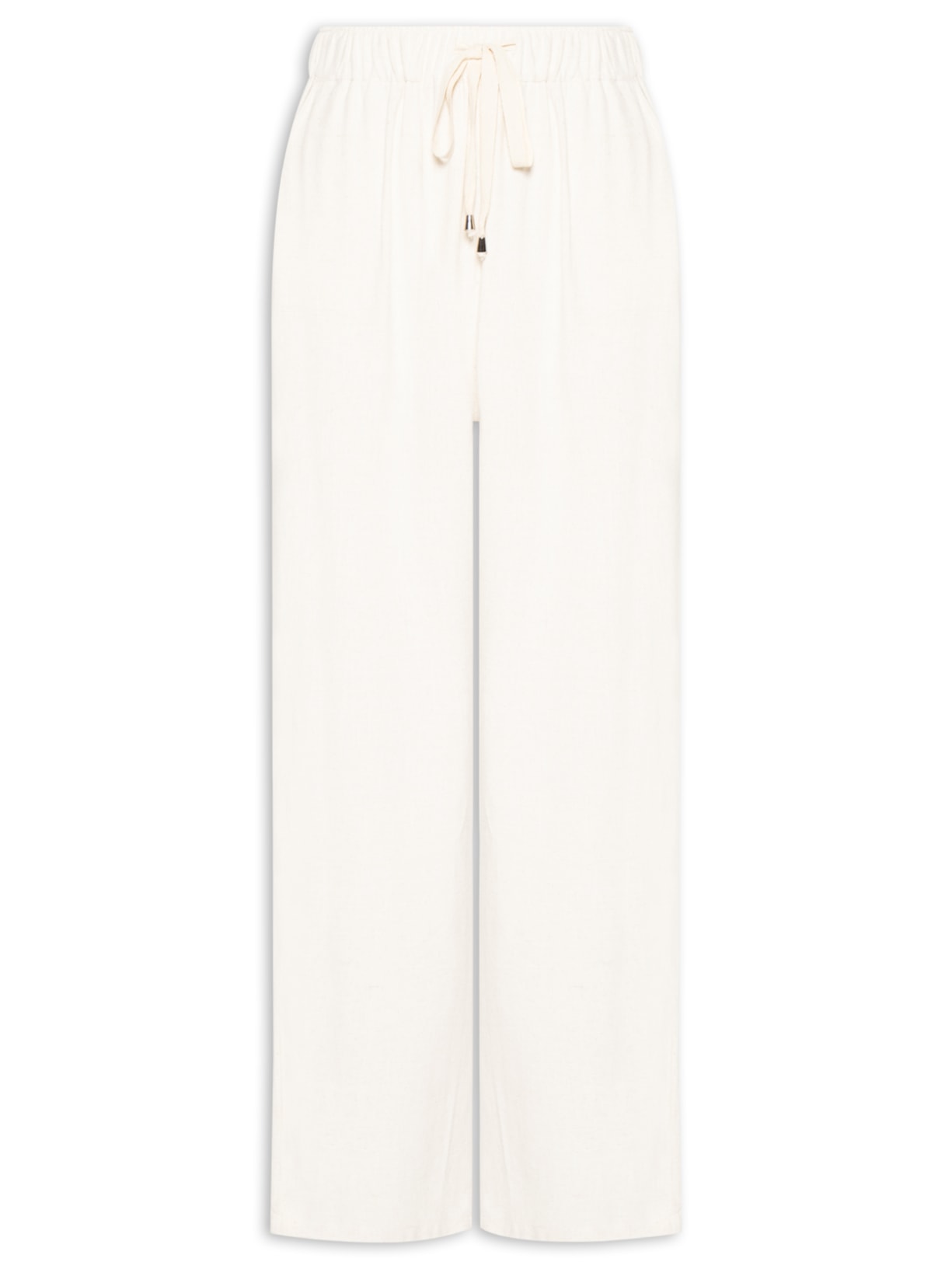 Calça Feminina Pantalona Com Linho Off White Basiq