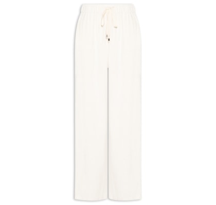 Calça Feminina Pantalona Com Linho - Off White