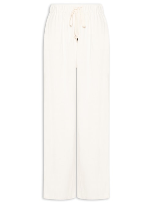 Calça Feminina Pantalona Com Linho - Off White