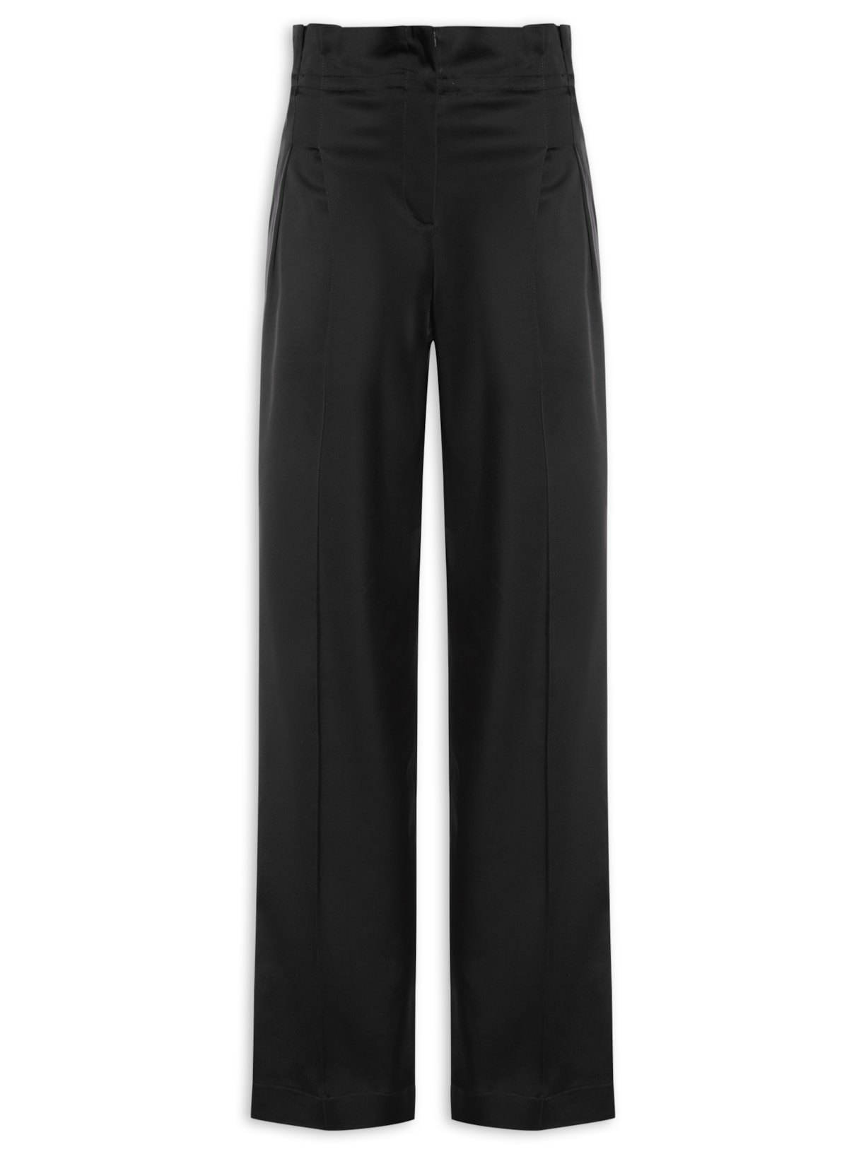 Calça Feminina Pantalona Com Pregas - Preto