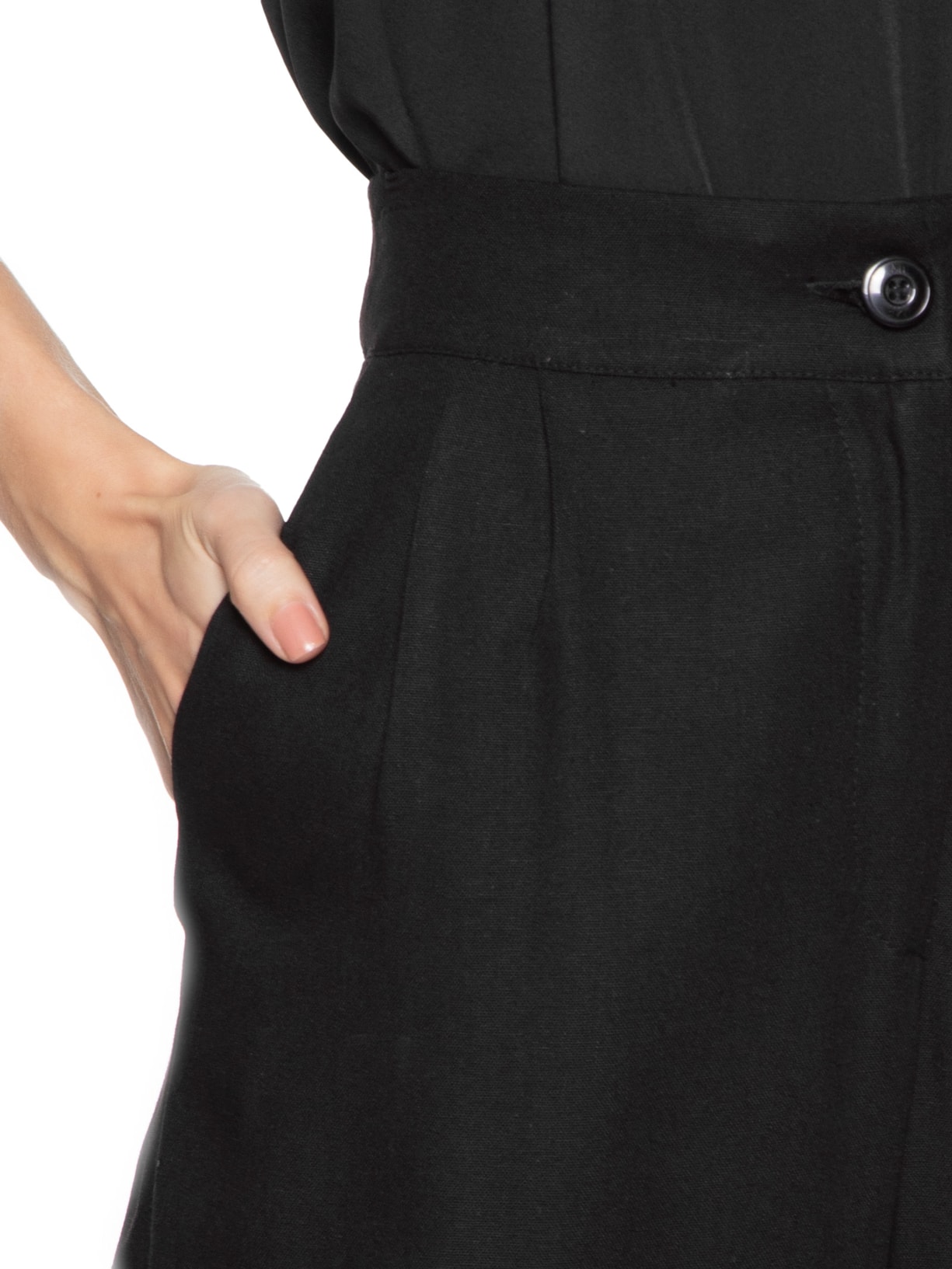 Calça Feminina Pantalona Com Pregas Preto Maria Filó