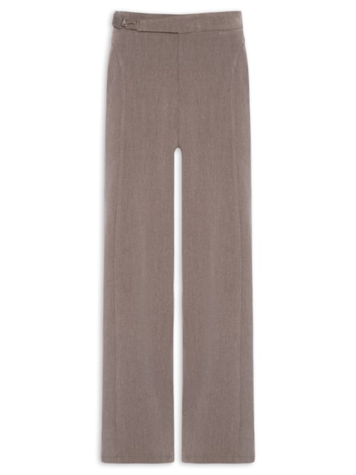 Calça Feminina Pantalona com Recorte e cinto - Cinza