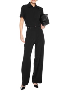 Calça Feminina Pantalona com Recorte e cinto - Preto by '2ESSENTIAL