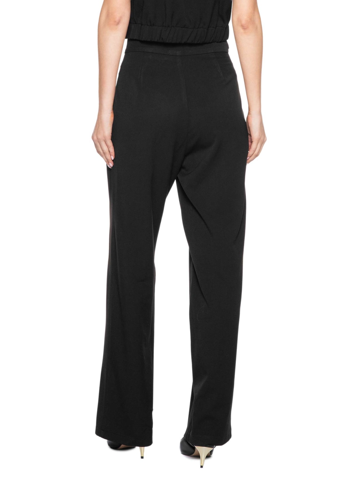 Calça Feminina Pantalona com Recorte e cinto Preto '2Essential