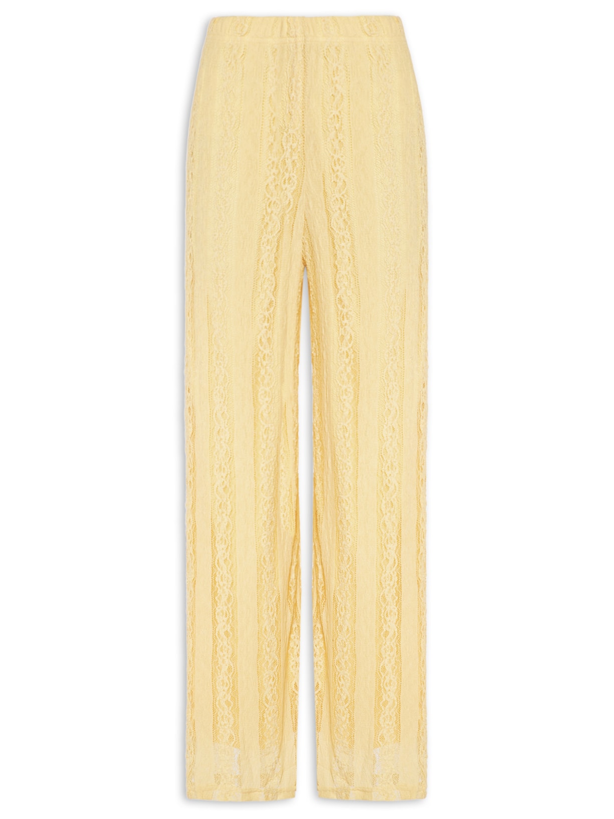 Calça Feminina Pantalona com Renda - Amarelo