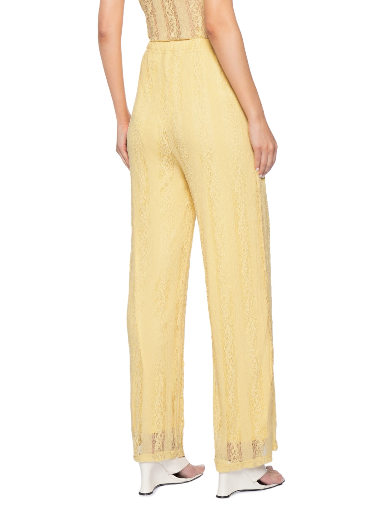 Calça Feminina Pantalona com Renda Amarelo Market 33