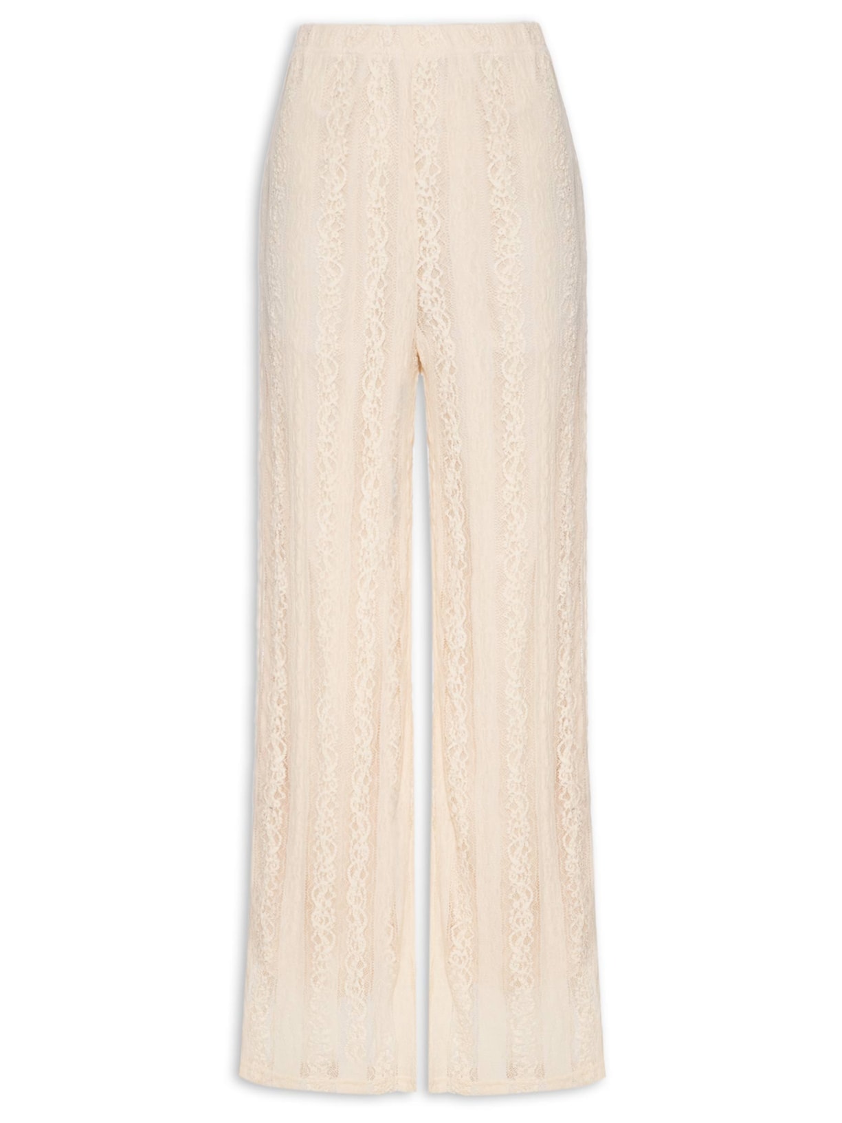 Calça Feminina Pantalona com Renda Bege Market 33